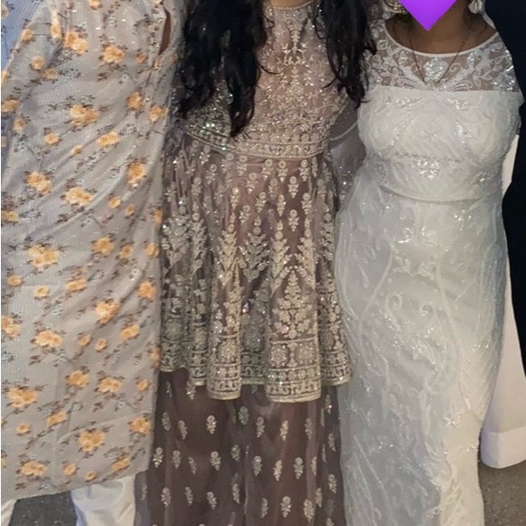 SOLD!!! Boutique Lilac Mauve & Silver Layered Sharara 3 Piece Set (Size 38) - Picture 10 of 10